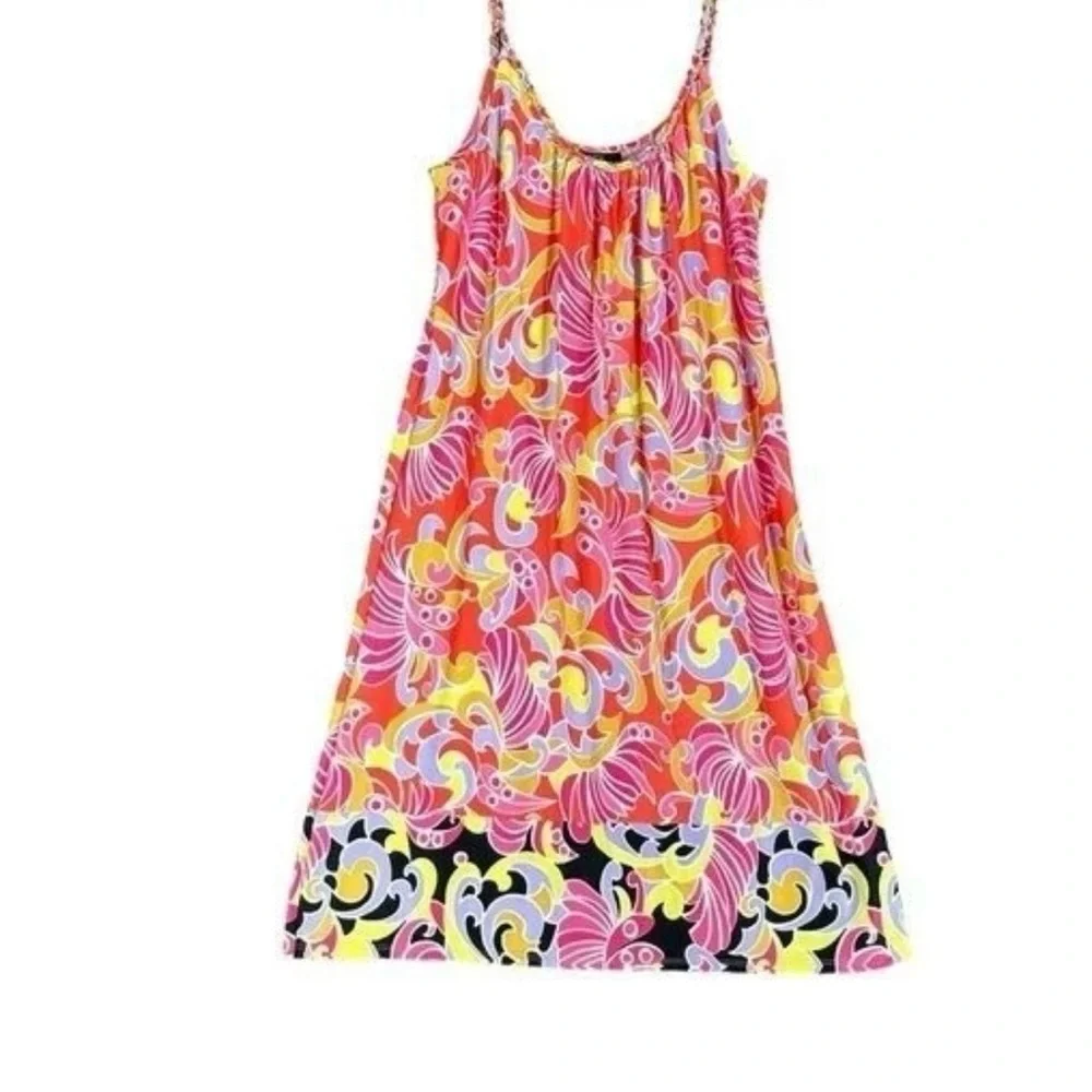 Women’s Small Sleeveless Colorful Chain Retro Style Shift Sun Dress Knee Length - Picture 4 of 12